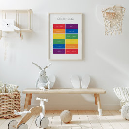 Póster Meses del año colorido poster educativo