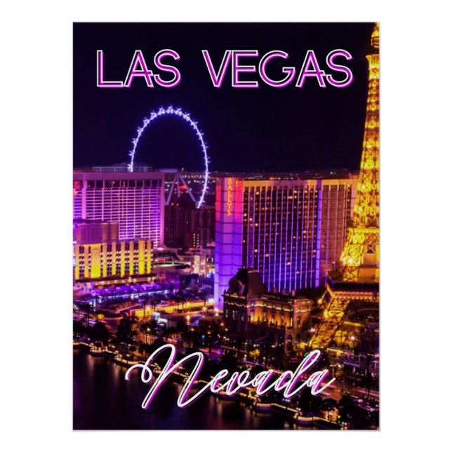 Póster Mesmerización de la ciudad de Las Vegas Nevada Sin (Anverso)