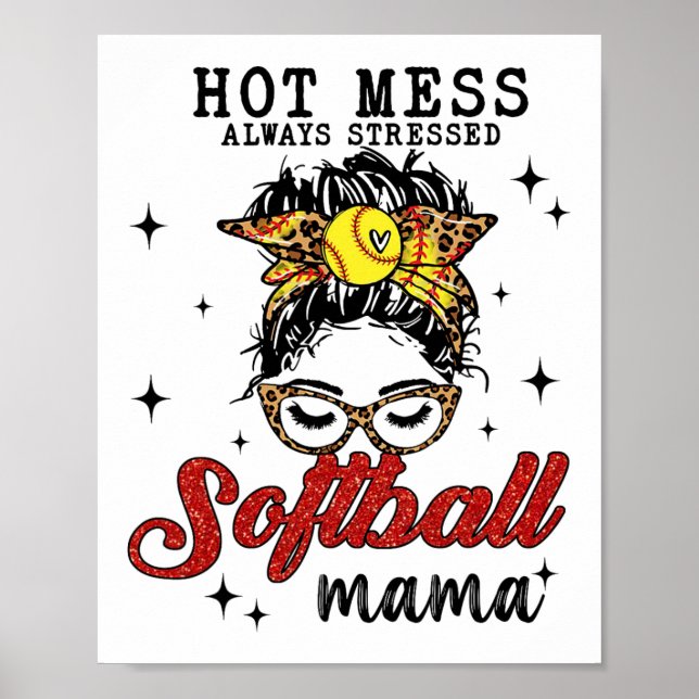 Póster Mess Siempre Destacó Softball Mama (Frente)