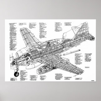 Póster Messerschmitt me-262 jet fighter (Diagrama)