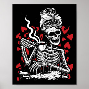 Póster Messy Bun Bebe Café Día de San Valentín Huesos Amo