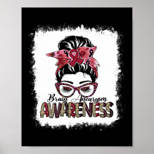 Póster Messy Bun Burgundy Ribbon Sensibilización sobre el