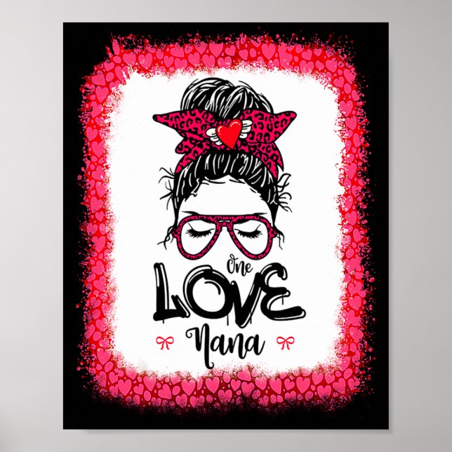 Póster Messy Bun One Loved Nana Mother Mommy Women Valent (Frente)