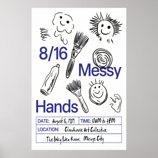 Póster Messy Hands Poster Print Playful Brushstrokes (Frente)