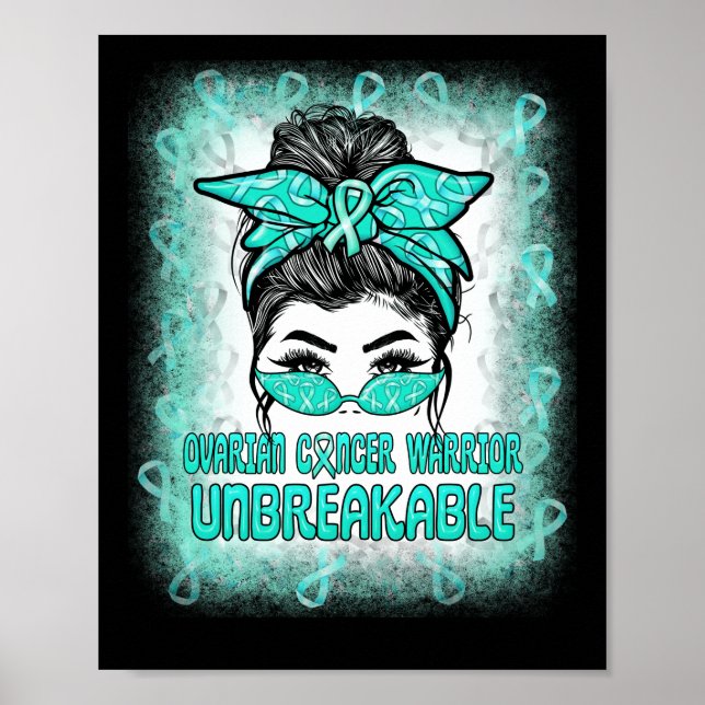 Póster Mesy Bun Cinta Verde azulada Guerrero del Cáncer d (Frente)