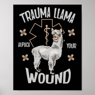 Póster Meta de diseño EMT de Trauma Llama Alpaca