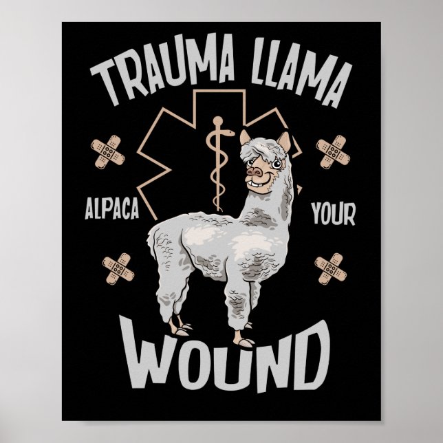 Póster Meta de diseño EMT de Trauma Llama Alpaca (Frente)