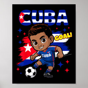 Póster Meta de niño cubano Dibujos animados de la bandera