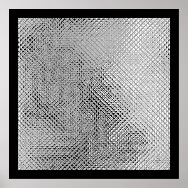 Póster Metal abstracto reflectante plateado negro (Frente)