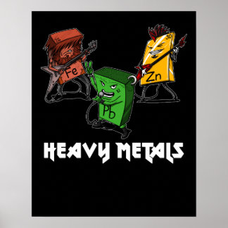 Póster Metales pesados de química científica Nerd Geek