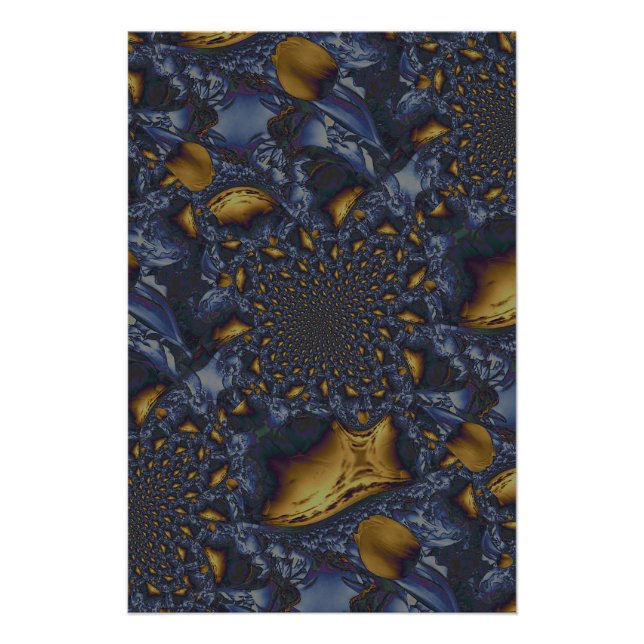 Póster Metalizado de fundición azul dorada y plateada (Anverso)