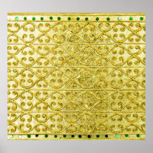 Póster Metalizado dorado: Lujoso fondo de patrón.