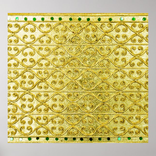 Póster Metalizado dorado: Lujoso fondo de patrón. (Frente)
