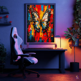 Póster Metamorfosis Mariposa expresionista contemporánea