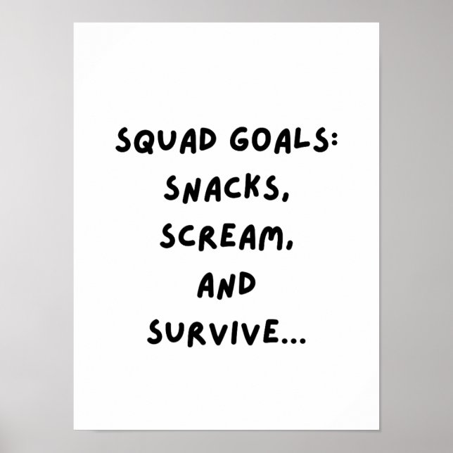 Póster Metas de equipo: Snacks, Gritar, Sobrevivir... (Frente)