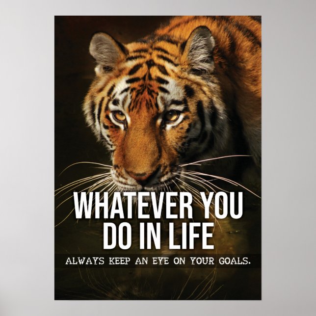 Póster Metas - Hustle, Gym, Éxito - Motivación Tiger (Frente)