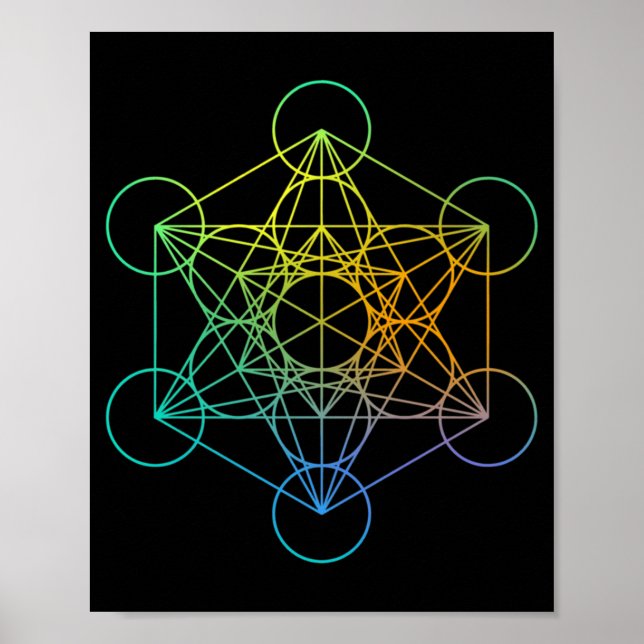 Póster Metatrons Cube Sacred Geometry Funny Family Retro  (Frente)