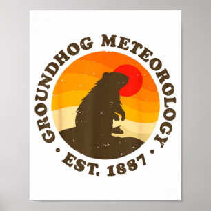 Póster Meteorología de la marmota Est 1887 Hombres Marmot