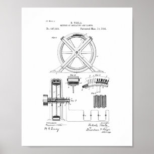 Póster Método de Tesla de funcionamiento y de patente de