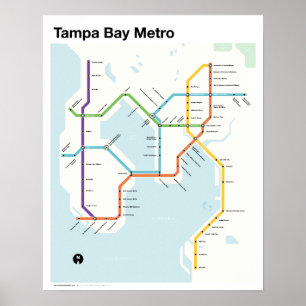 Póster Metro Tampa Bay - Mapa de metro de la fantasía, Ta