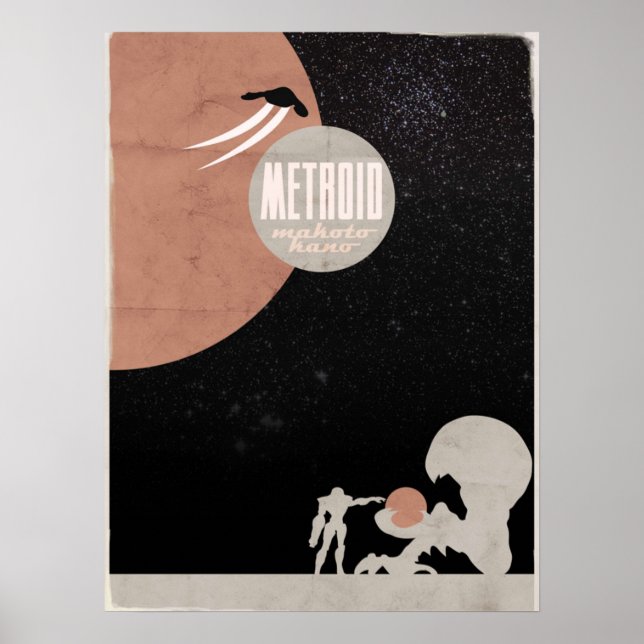 Póster Metroid de videojuegos minimalistas (Frente)