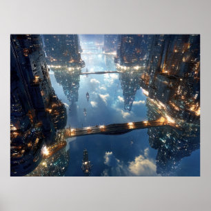 Póster Metrópolis flotante en el cielo