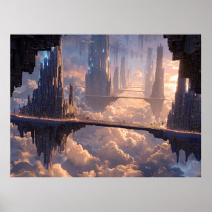 Póster Metrópolis flotante en las nubes