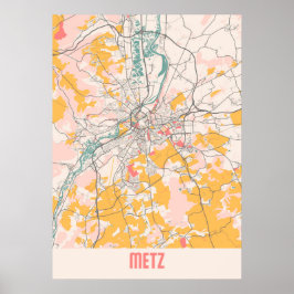 Póster Metz - France Chalk City Map
