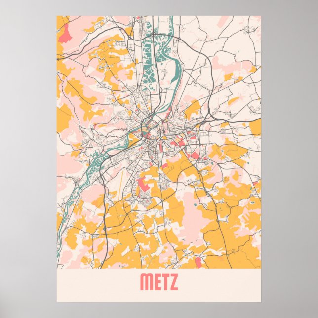 Póster Metz - France Chalk City Map (Frente)