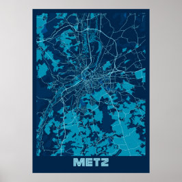 Póster Metz - Mapa de la ciudad de paz de Francia