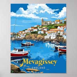 Póster Mevagissey Inglaterra Ilustracion de viajes de art