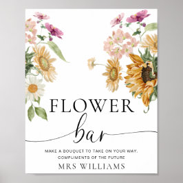 Póster Mews Sunflower Fall Flor Bar Rótulo