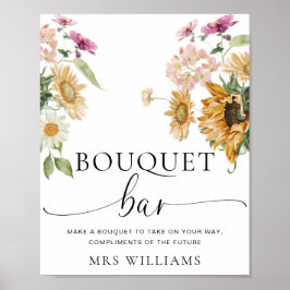 Póster Mews Sunflower Fall Floral Flor Bar Rótulo