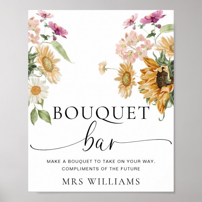 Póster Mews Sunflower Fall Floral Flor Bar Rótulo (Frente)