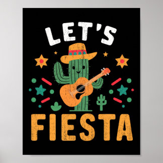Póster Mexican Cinco De Mayo Cactus Guitar For Men Women 