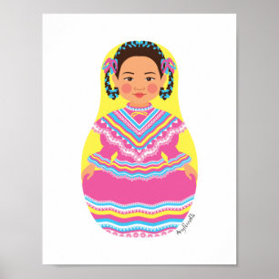 Póster Mexican Dancer Matryoshka Poster