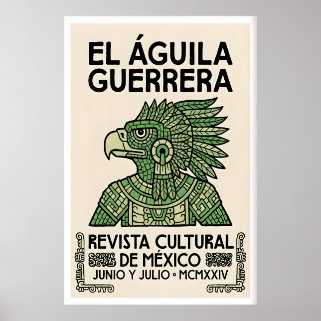 Póster Mexican Eagle Poster Aztec Warrior Design (Frente)