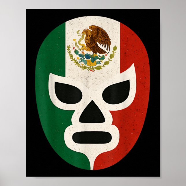 Póster Mexican Wrestling Mask Lucha Libre Flag Aztec  (Frente)