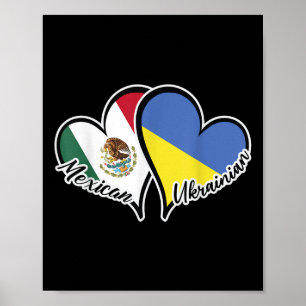 Póster México Bandera de Ucrania mitad mexicana