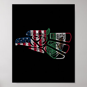 Póster México Bandera Estadounidense Patriota Bandera Mex
