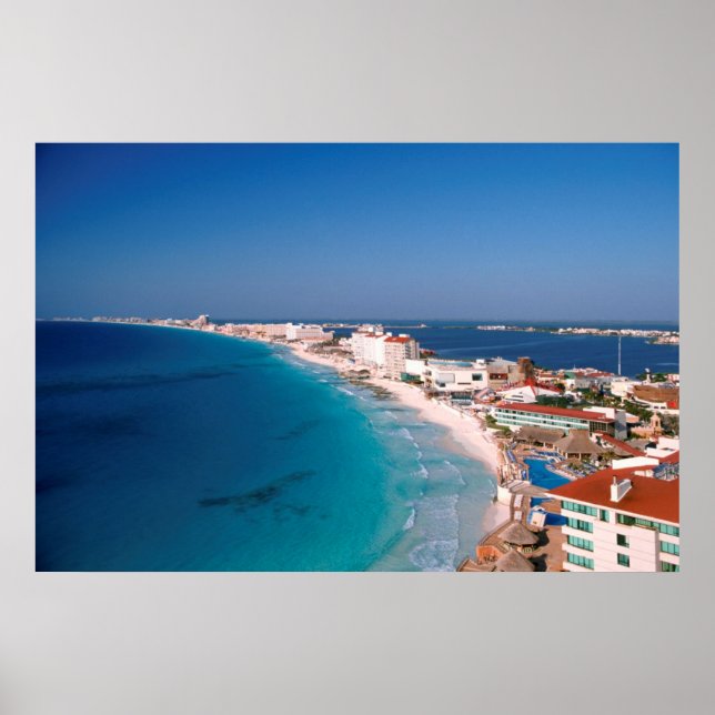 Póster México, Cancún, Vista Aérea De Los Hoteles (Frente)