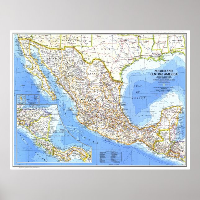 Póster " México/Centroamérica: MAP detallado de 1980 ... (Frente)