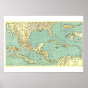 Póster " México/Centroamérica: Mapa detallado de 1934 ...