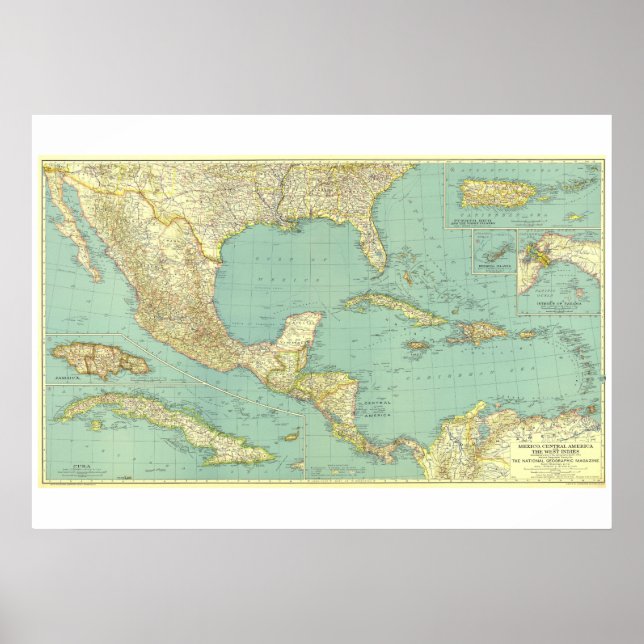 Póster " México/Centroamérica: Mapa detallado de 1934 ... (Frente)