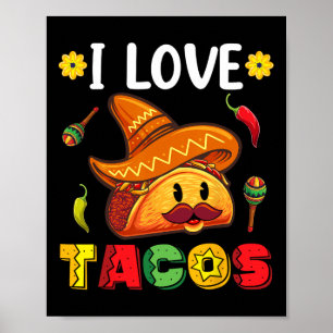 Póster México Cinco De Mayo Camisa Que Amo Los Tacos
