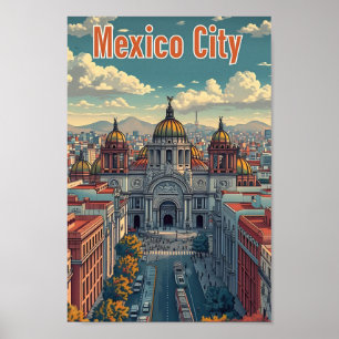 Póster México D.F. Ilustracion de viajes artísticos