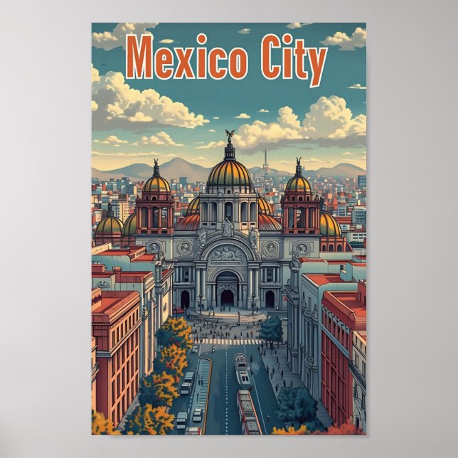 Póster México D.F. Ilustracion de viajes artísticos (Frente)