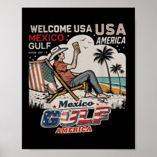 Póster México Golfo América Estados Unidos Bandera Estado