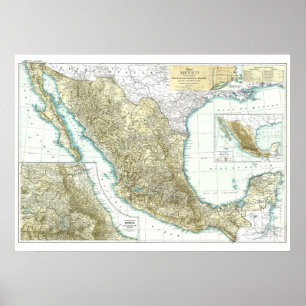 Póster "México: Mapa detallado 1916…