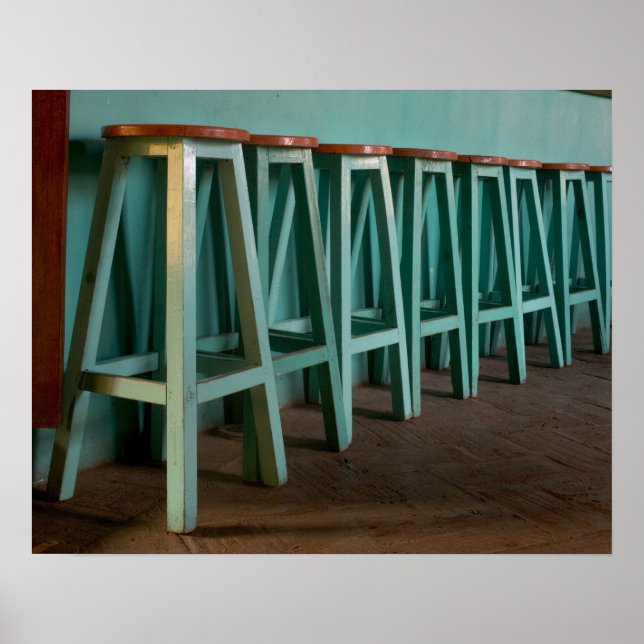 Póster México, Oaxaca, Green Bar Stools pared (Frente)
